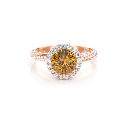 Bezel Setting Citrine Halo Engagement Ring