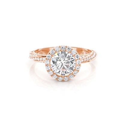 Round Rose Gold Halo Diamond Engagement Rings