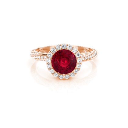 Bezel Setting Ruby Halo Engagement Ring