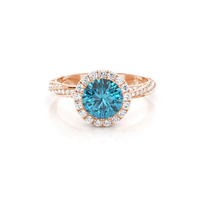 Bezel Setting Topaz Halo Engagement Ring