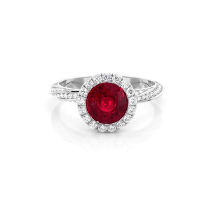 Bezel Setting Ruby Halo Engagement Ring