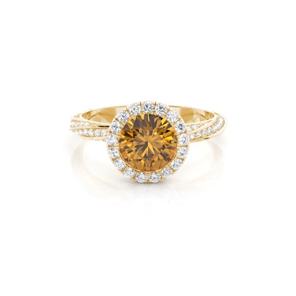 Bezel Setting Citrine Halo Engagement Ring