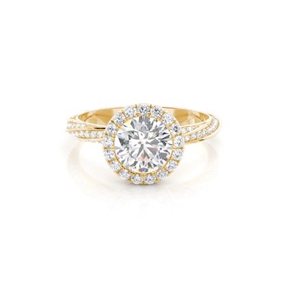 Round Yellow Gold Halo Diamond Engagement Rings