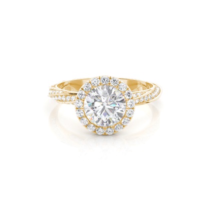Bezel Set Moissanite Halo Engagement Ring