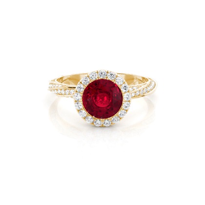 Bezel Setting Ruby Halo Engagement Ring