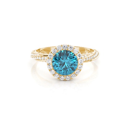 Bezel Setting Topaz Halo Engagement Ring