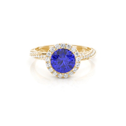 Bezel Setting Tanzanite Halo Engagement Ring