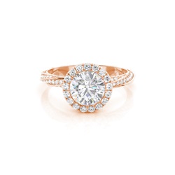 Bezel Set Moissanite Halo Engagement Ring