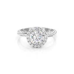 Bezel Set Moissanite Halo Engagement Ring