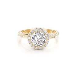 Bezel Set Diamond Halo Engagement Ring