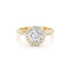 Bezel Set Moissanite Halo Engagement Ring