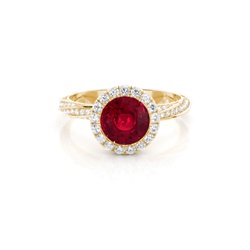 Bezel Setting Ruby Halo Engagement Ring