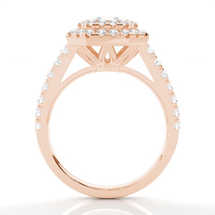 Zinken Set Diamond Halo Verlobungsring