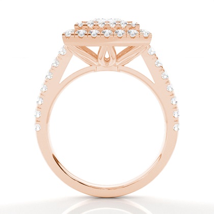 Zinken Set Diamond Halo Verlobungsring