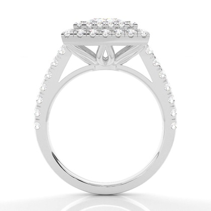 Zinken Set Moissanit Halo Verlobungsring