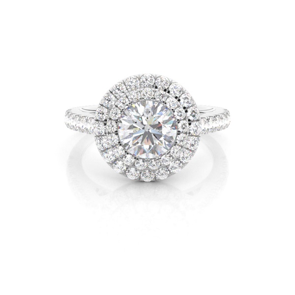Prong Set Moissanite Halo Engagement Ring
