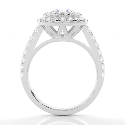 Zinken Set Diamond Halo Verlobungsring