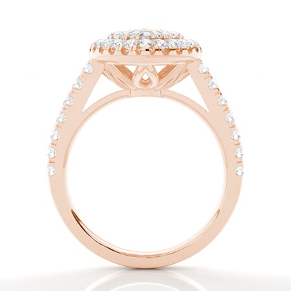 Zinken Set Diamond Halo Verlobungsring