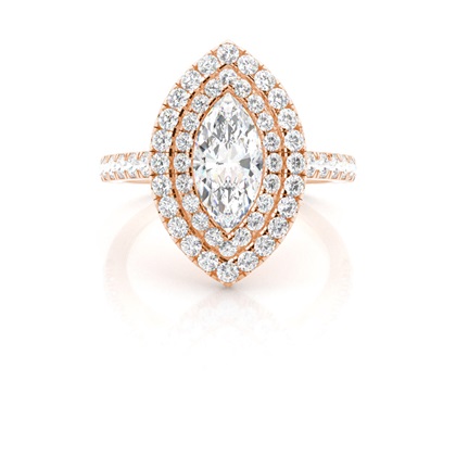 Marquise Rose Gold Halo Diamond Engagement Rings