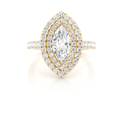 Marquise Yellow Gold Halo Diamond Engagement Rings