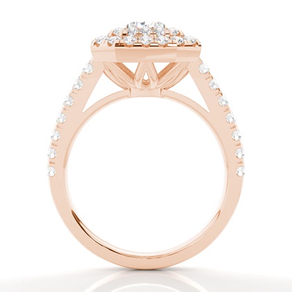 Zinken Set Diamond Halo Verlobungsring