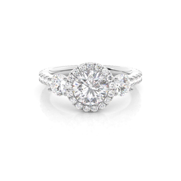 Prong Set Moissanite Halo Engagement Ring