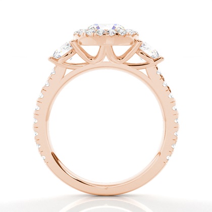 Zinken Set Diamond Halo Verlobungsring