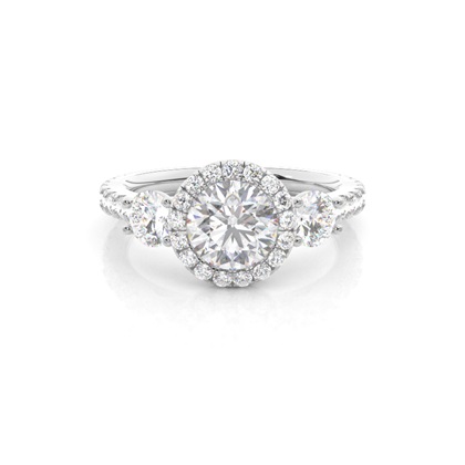 Prong Set Moissanite Halo Engagement Ring
