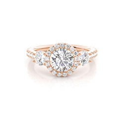 Zinken Set Diamond Halo Verlobungsring