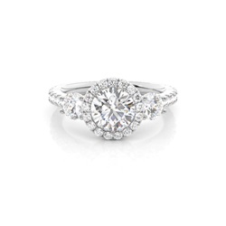 Zinken Set Diamond Halo Verlobungsring
