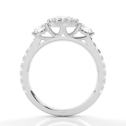 Zinken Set Diamond Halo Verlobungsring