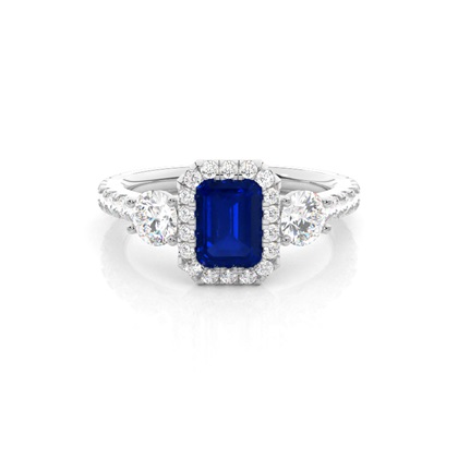 Silver Sapphire Diamond Engagement Rings