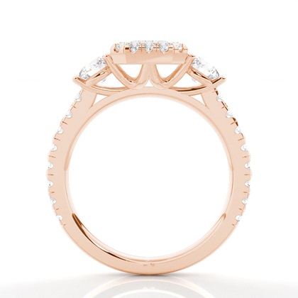 Zinken Set Diamond Halo Verlobungsring