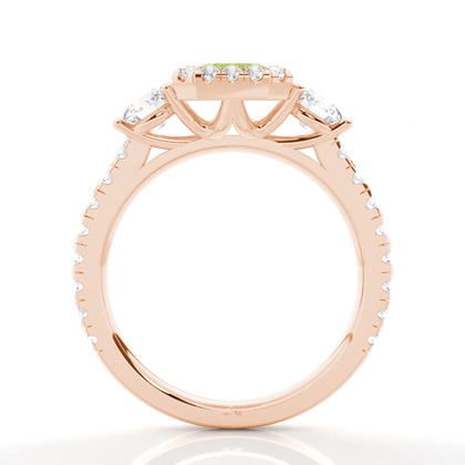 Peridot Halo Verlobungsring In Krappenfassung