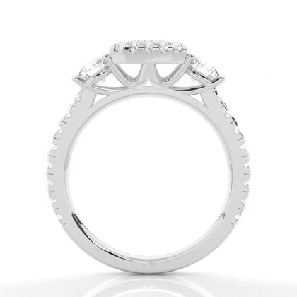 Zinken Set Diamond Halo Verlobungsring