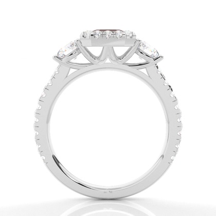 Granat-Halo-Verlobungsring In Krappenfassung