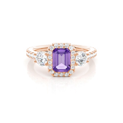 Prong Setting Amethyst Halo Engagement Ring