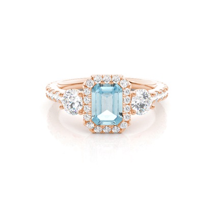Prong Setting Aquamarine Halo Engagement Ring