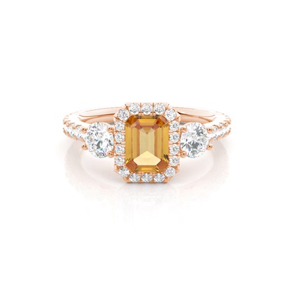 Prong Setting Citrine Halo Engagement Ring