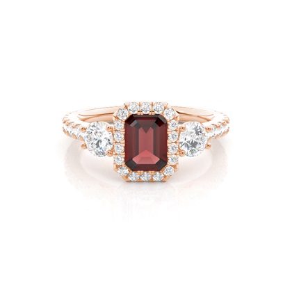 Prong Setting Garnet Halo Engagement Ring