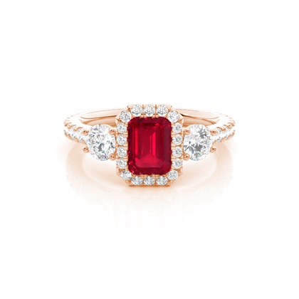 Prong Setting Ruby Halo Engagement Ring