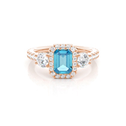 Prong Setting Topaz Halo Engagement Ring