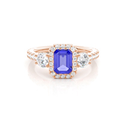 Prong Setting Tanzanite Halo Engagement Ring