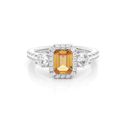 Prong Setting Citrine Halo Engagement Ring