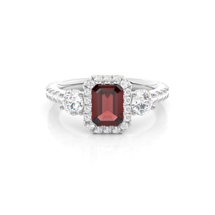 Prong Setting Garnet Halo Engagement Ring