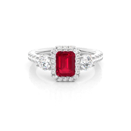 Prong Setting Ruby Halo Engagement Ring