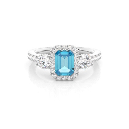 Prong Setting Topaz Halo Engagement Ring