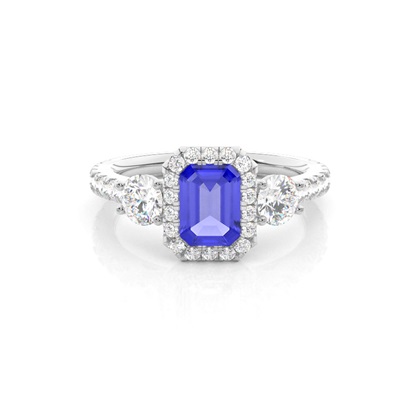 Prong Setting Tanzanite Halo Engagement Ring
