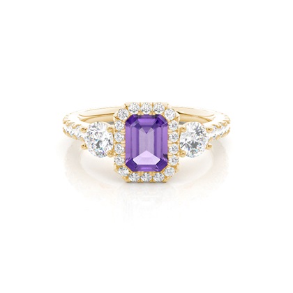 Prong Setting Amethyst Halo Engagement Ring