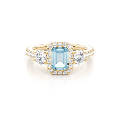 Prong Setting Aquamarine Halo Engagement Ring